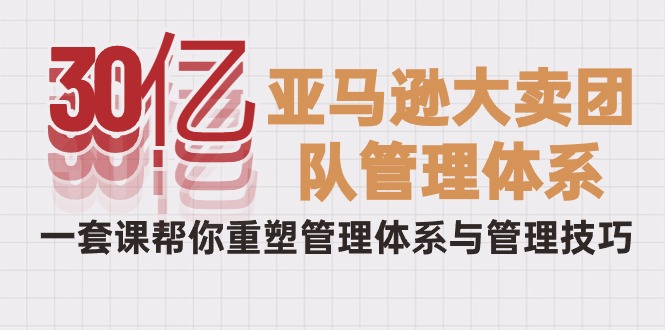 30亿-亚马逊大卖团队管理体系，一套课帮你重塑管理体系与管理技巧