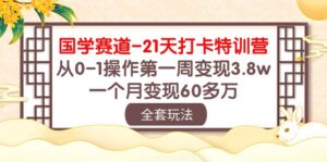 国学 赛道-21天打卡特训营：从0-1操作第一周变现3.8w，一个月变现60多万