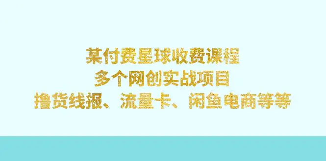 图片[1]-某付费星球课程：多个网创实战项目，撸货线报、流量卡、闲鱼电商等等