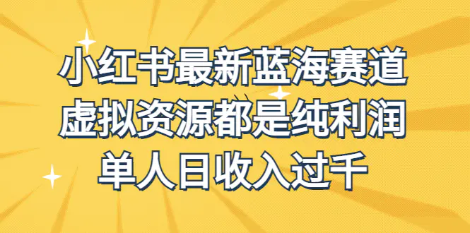 图片[1]-外面收费1980的小红书最新蓝海赛道，虚拟资源都是纯利润，单人日收入过千