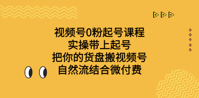 图片[1]-视频号0粉起号课程 实操带上起号 把你的货盘搬视频号 自然流结合微付费