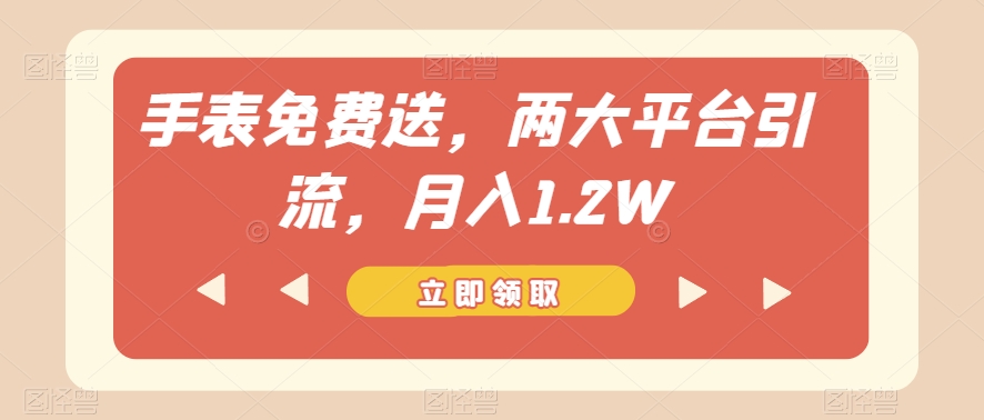 手表免费送，两大平台引流，月入1.2W【揭秘】