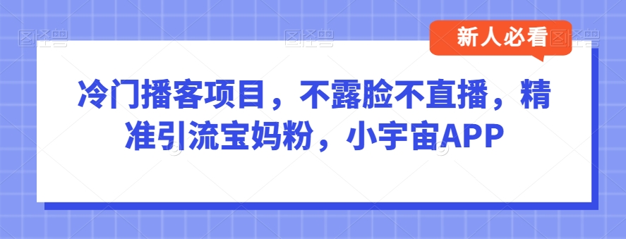 冷门播客项目，不露脸不直播，精准引流宝妈粉，小宇宙APP