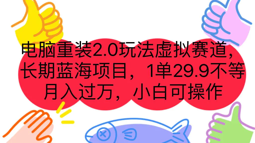 图片[1]-电脑重装2.0玩法虚拟赛道，长期蓝海项目 一单29.9不等 月入过万 小白可操作