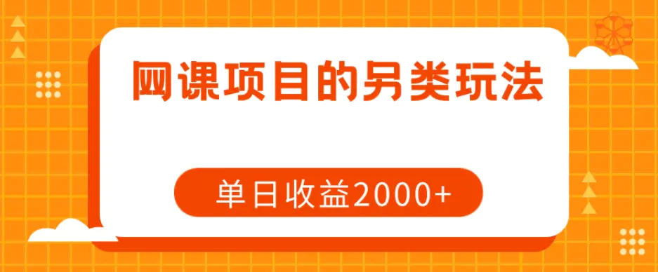 图片[1]-网课项目的另类玩法，单日收益2000+【揭秘】