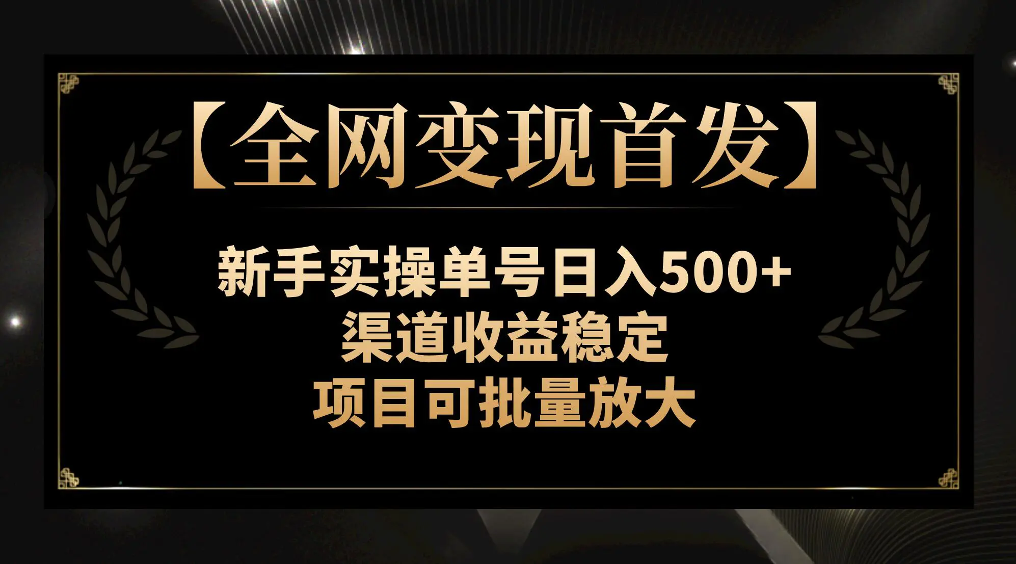 图片[1]-【全网变现首发】新手实操单号日入500+，渠道收益稳定，项目可批量放大