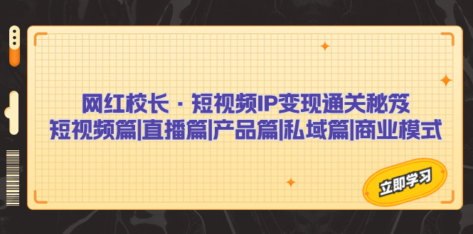 网红校长·短视频IP变现通关秘笈：短视频篇+直播篇+产品篇+私域篇+商业模式