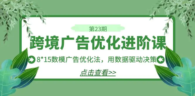 图片[1]-跨境广告·优化进阶课·第23期，8*15数模广告优化法，用数据驱动决策