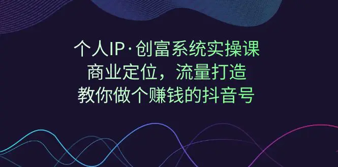 图片[1]-个人IP·创富系统实操课：商业定位，流量打造，教你做个赚钱的抖音号