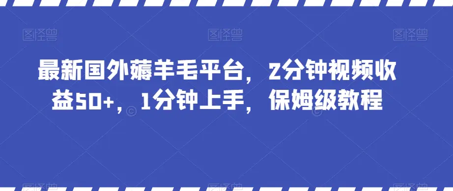 图片[1]-最新国外薅羊毛平台，2分钟视频收益50+，1分钟上手，保姆级教程【揭秘】