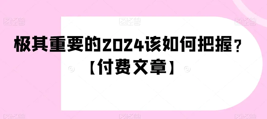 图片[1]-极其重要的2024该如何把握？【付费文章】