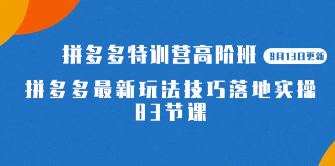 图片[1]-2023拼多多·特训营高阶班【9月13日更新】拼多多最新玩法技巧落地实操-83节