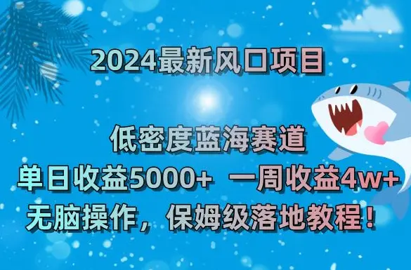 图片[1]-2024最新风口项目，低密度蓝海赛道，单日收益5000+，一周收益4w+！【揭秘】