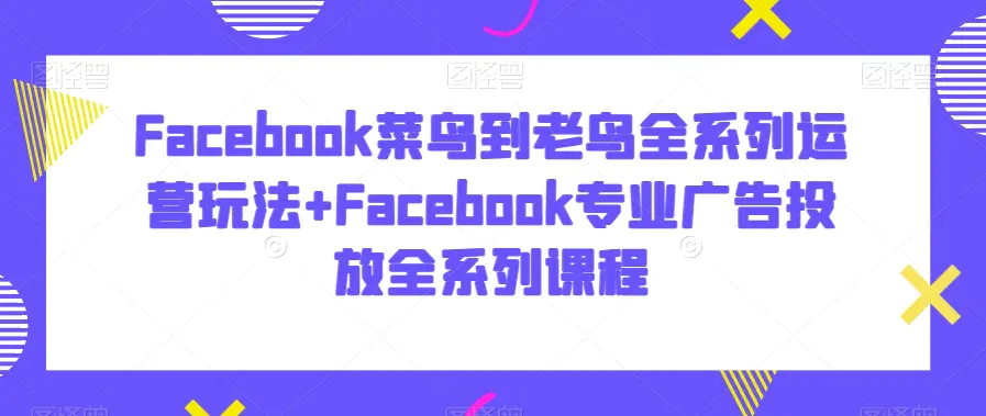 图片[1]-Facebook菜鸟到老鸟全系列运营玩法+Facebook专业广告投放全系列课程