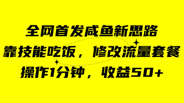 图片[1]-咸鱼冷门新玩法，靠“技能吃饭”，修改流量套餐，操作1分钟，收益50+