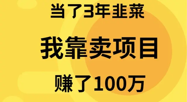 图片[1]-当了3年韭菜，我靠卖项目赚了100万