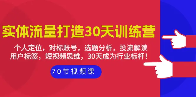 图片[1]-实体-流量打造-30天训练营：个人定位，对标账号，选题分析，投流解读-70节