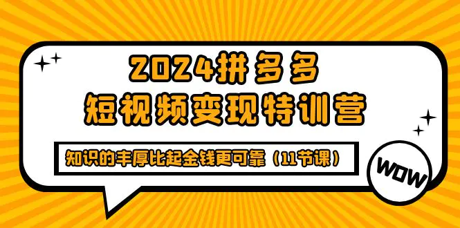 图片[1]-2024拼多多短视频变现特训营，知识的丰厚比起金钱更可靠（11节课）