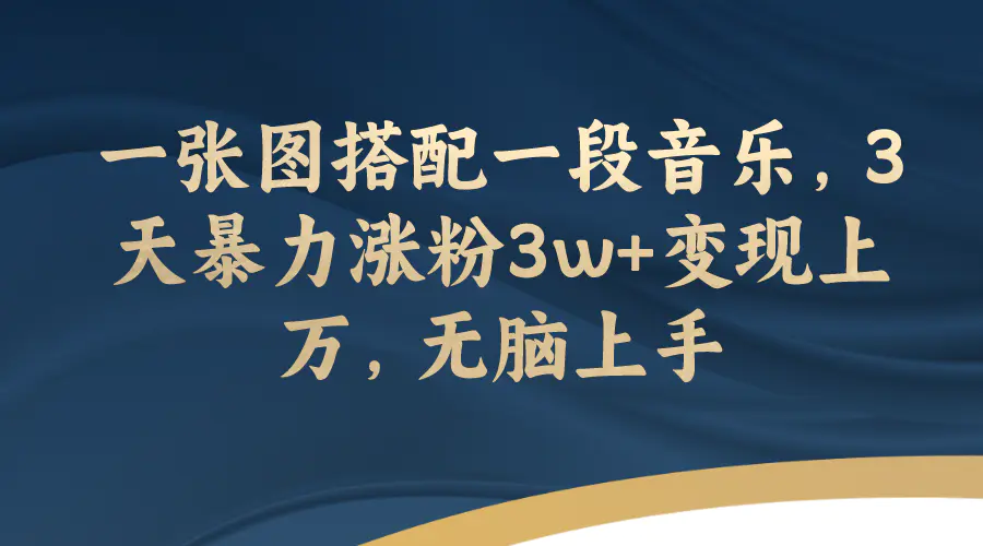 图片[1]-一张图搭配一段音乐，3天暴力涨粉3w+变现上万，无脑上手