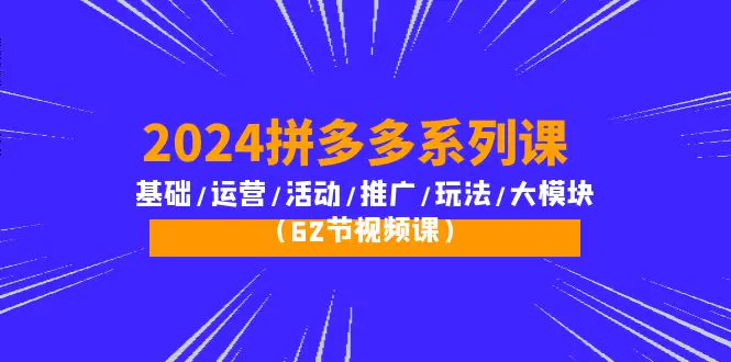 图片[1]-2024拼多多系列课：基础/运营/活动/推广/玩法/大模块（62节视频课）