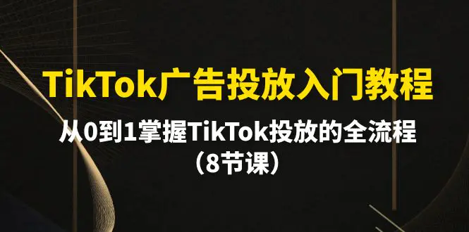 图片[1]-TikTok广告投放入门教程，从0到1掌握TikTok投放的全流程（8节课）