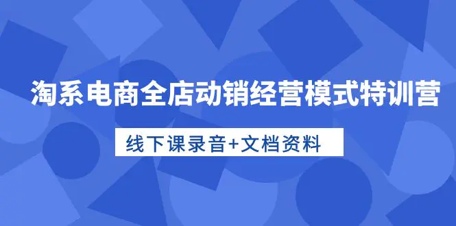 图片[1]-淘系电商全店动销经营模式特训营，线下课录音+文档资料