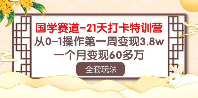 图片[1]-国学 赛道-21天打卡特训营：从0-1操作第一周变现3.8w，一个月变现60多万