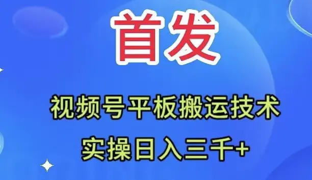 图片[1]-全网首发：视频号平板搬运技术，实操日入三千＋