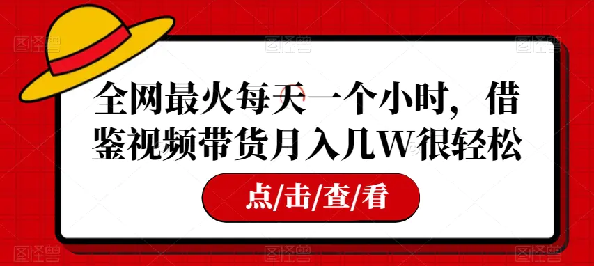 图片[1]-全网最火每天一个小时，借鉴视频带货月入几W很轻松【揭秘】