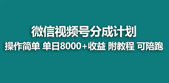 图片[1]-【蓝海项目】视频号分成计划，单天收益8000+，附玩法教程！可陪跑