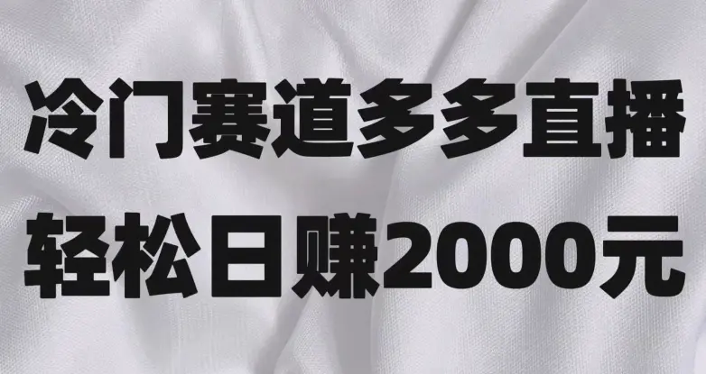 图片[1]-冷门赛道拼多多直播，简单念稿子，日收益2000＋【揭秘】