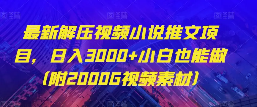 图片[1]-最新解压视频小说推文项目，日入3000+小白也能做（附2000G视频素材）【揭秘】