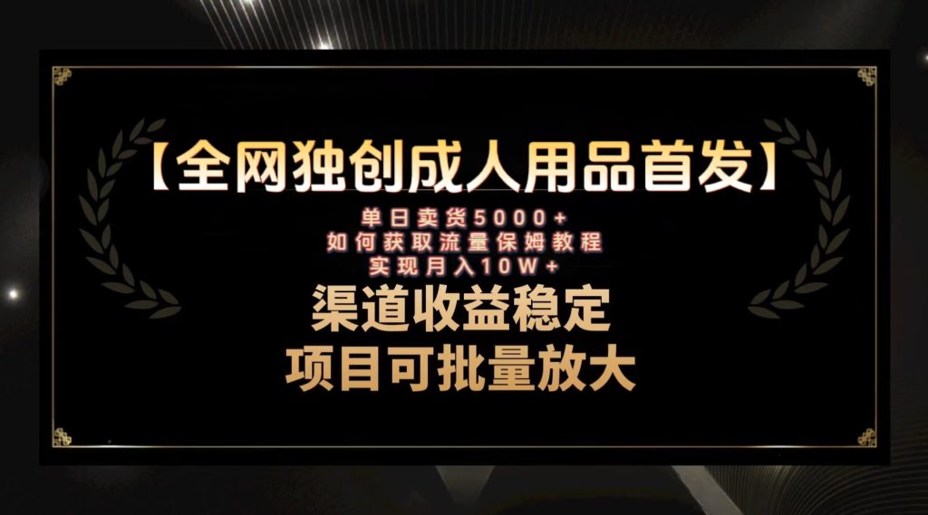 最新全网独创首发,成人用品赛道引流获客,月入10w保姆级教程-优选副业网