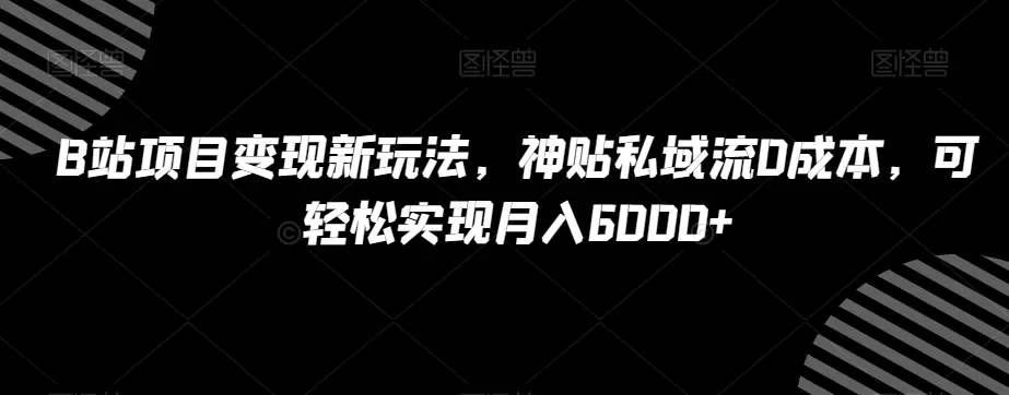 图片[1]-B站项目变现新玩法，神贴私域流0成本，可轻松实现月入6000+【揭秘】