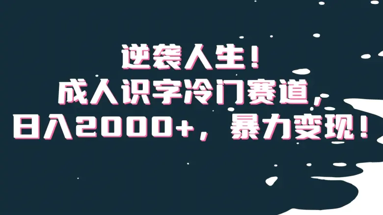 图片[1]-逆袭人生！成人识字冷门赛道，日入2000+，暴力变现！【揭秘】