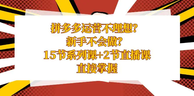 图片[1]-拼多多运营不理想？新手不会做？15节系列课+2节直播课，直接掌握