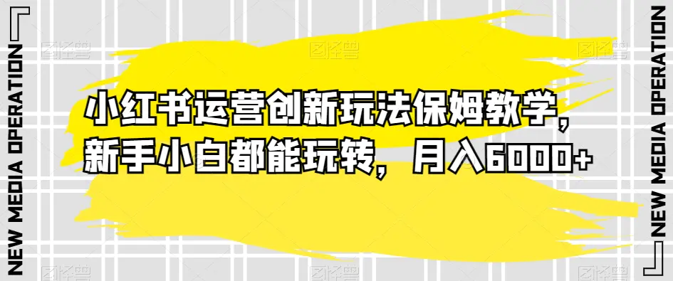 图片[1]-小红书运营创新玩法保姆教学，新手小白都能玩转，月入6000+【揭秘】