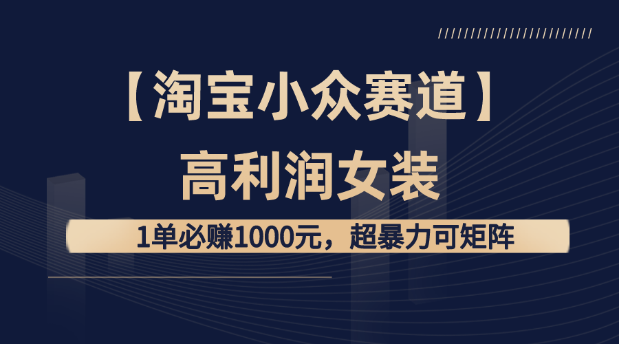 【淘宝小众赛道】高利润女装：1单必赚1000元，超暴力可矩阵