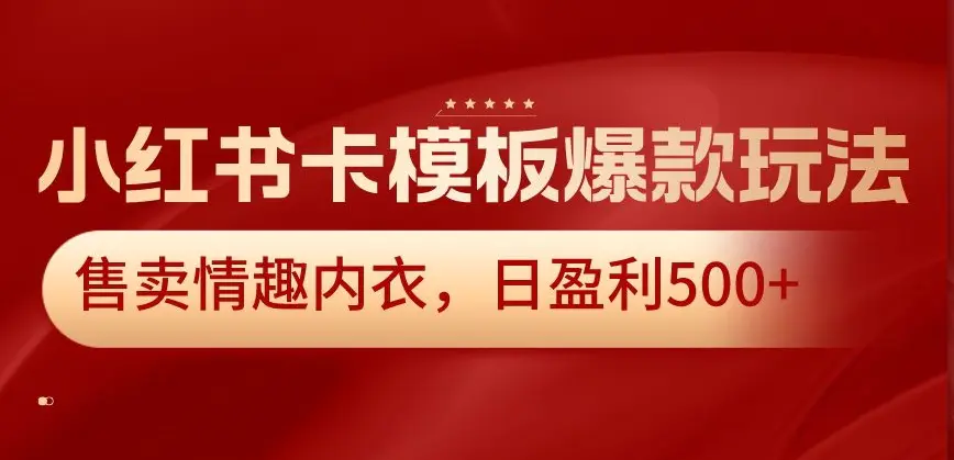 图片[1]-小红书卡模板爆款玩法，售卖情趣内衣，日盈利500+【揭秘】