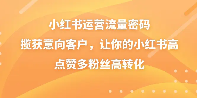 图片[1]-小红书运营流量密码，揽获意向客户，让你的小红书高点赞多粉丝高转化