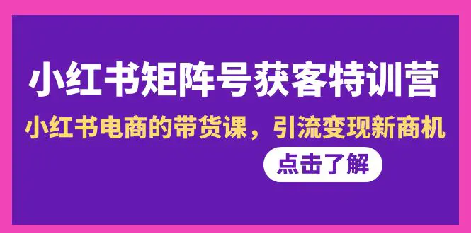 图片[1]-小红书-矩阵号获客特训营-第10期，小红书电商的带货课，引流变现新商机