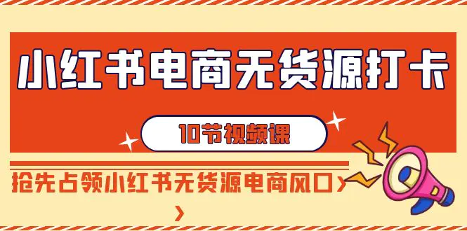 图片[1]-小红书电商-无货源打卡，抢先占领小红书无货源电商风口（10节课）