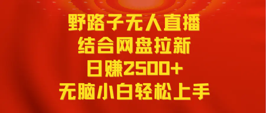 图片[1]-无人直播野路子结合网盘拉新，日赚2500+多平台变现，小白无脑轻松上手操作