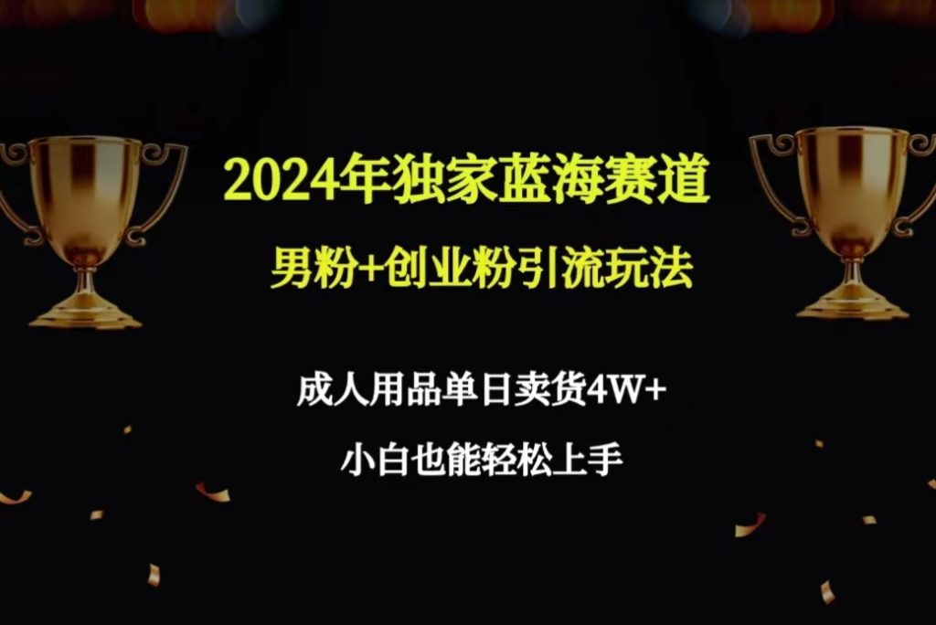 2024年独家蓝海赛道男粉+创业粉引流玩法,成人用品单日卖货4W+保姆教程-优选副业网