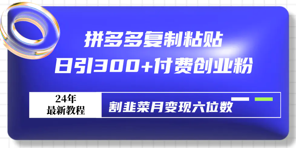 图片[1]-拼多多复制粘贴日引300+付费创业粉，割韭菜月变现六位数最新教程