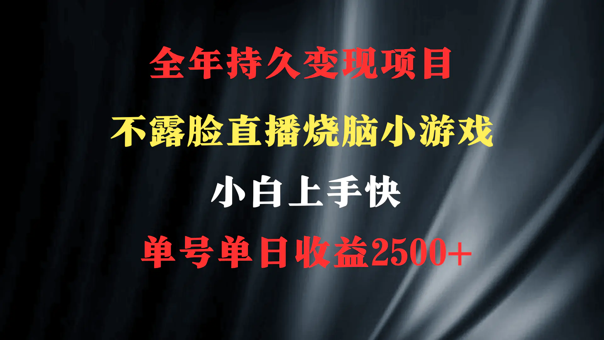 图片[1]-2024年 最优项目，烧脑小游戏不露脸直播 小白上手快 无门槛 一天收益2500+