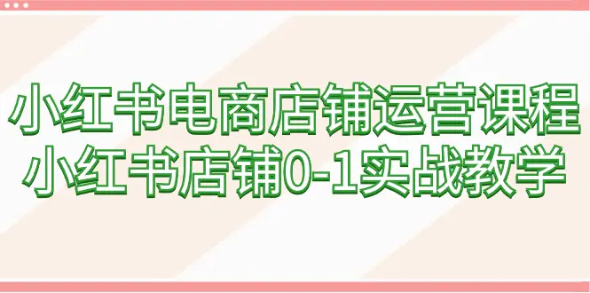 图片[1]-小红书电商店铺运营课程，小红书店铺0-1实战教学（60节课）