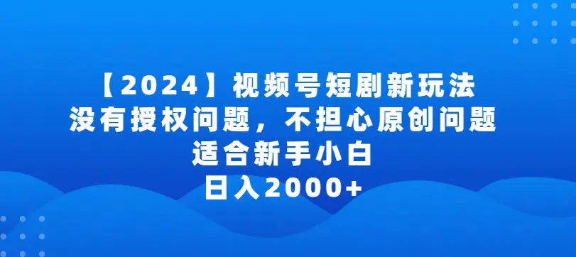 图片[1]-2024视频号短剧玩法，没有授权问题，不担心原创问题，适合新手小白，日入2000+【揭秘】