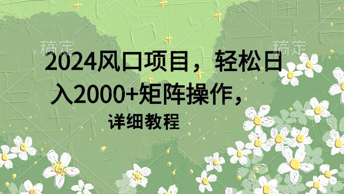 图片[1]-2024风口项目，轻松日入2000+矩阵操作，详细教程