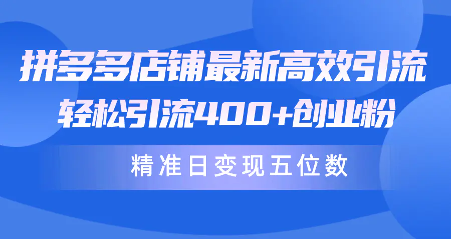 图片[1]-拼多多店铺最新高效引流术，轻松引流400+创业粉，精准日变现五位数！